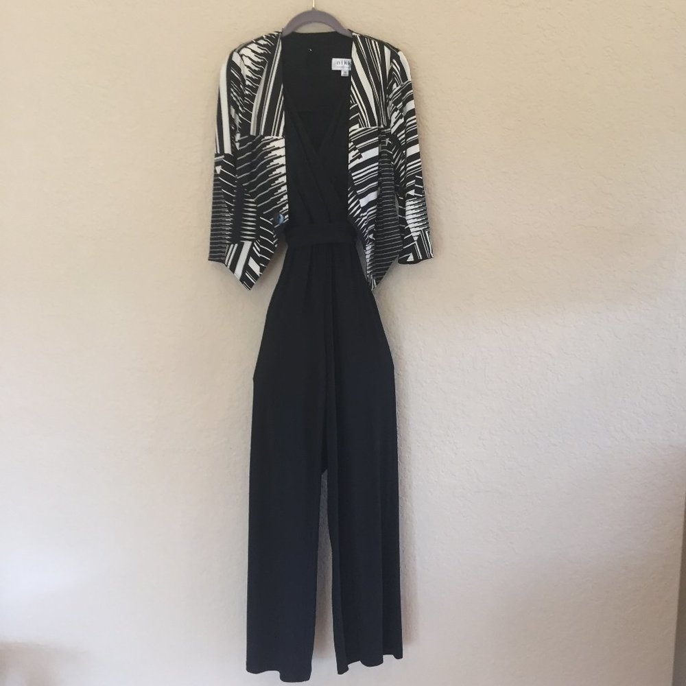 Nikki Poulos Black Crossover Front Jumpsuit Set XS